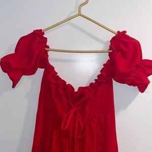 Red ruffled mini dress on/off shoulders